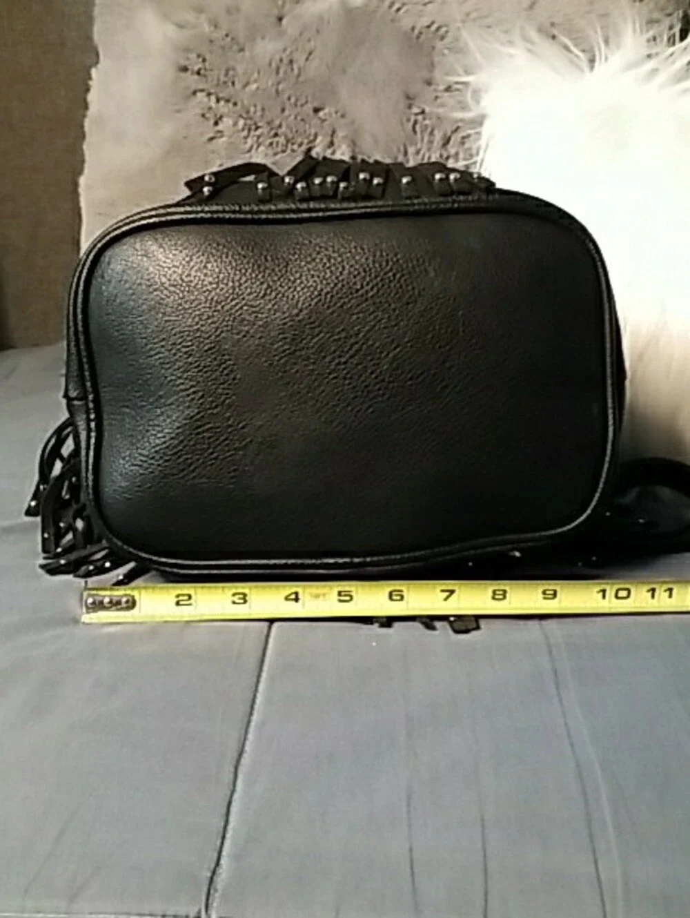 Black Fringe Hobo Bag with Detachable Strap Medium